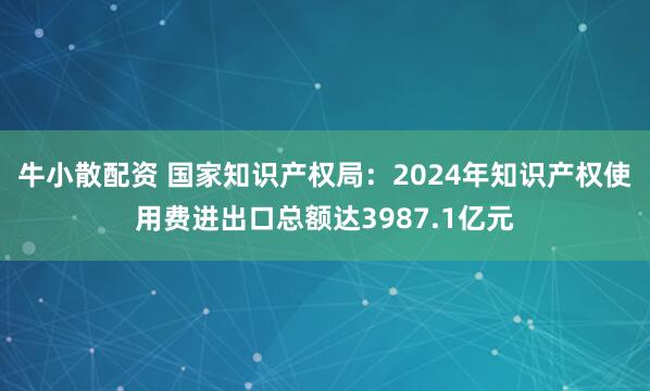 牛小散配资 国家知识产权局：2024年知识产权使用费进出口总额达3987.1亿元